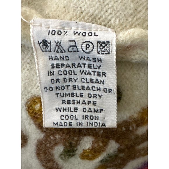 Cream Wool Cardigan / Sweater with Multicolor patterns. "French Connection" - Picture 6 of 8